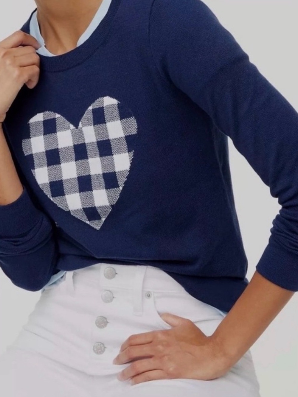 J crew factory women’s xxs teddie long sleeve cotton gingham heart new